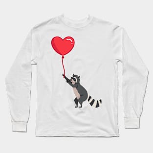 Love please come back, racoon with heart ballon design Long Sleeve T-Shirt